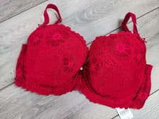 Image of Boux Avenue Pillar Box Sweetheart Lace Balconette Bra Lingerie Padded RRP £32