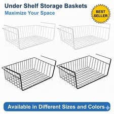 Image of 2PCS Large Under Shelf Storage Basket Rack Cupboard Kitchen Cabinet Organiser