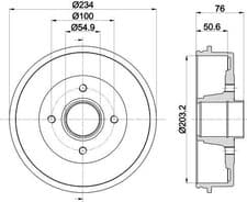 Image of Mintex MBD308 Rear Brake Drum Fits Nissan Renault Kangoo Kubistar
