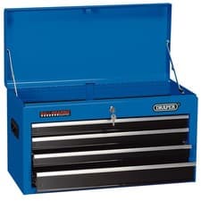 Image of Draper Tool Chest 4 Drawer 660 x 307 x 377mm Powder Coated Aluminium Trim Blue