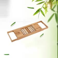 Image of Wooden Extendable Bamboo Bath Caddy 105x22x4cm - Brown/White 100% Brand New!!!!!