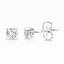 Image of 0.56ct Round Cut Natural Diamond Stud Earrings, 18ct White Gold