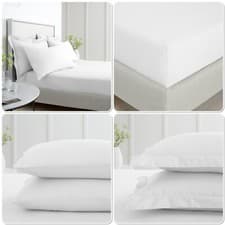 Image of Bianca 200TC Cotton Percale Extra Deep Fitted Sheet Or Pillowcases White