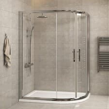 Image of Offset Quadrant Shower Enclosure and Tray Sliding Walk In Cubicle 6mm Glass Door