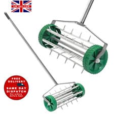 Image of Gardening Lawn Aerator Grass Roller with 3-Level Adjustable Telescopic Handle