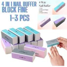 Image of 4 IN 1 NAIL BUFFER BLOCK Fine Grit Smooth Polish & Shine Remove Ridges Nail File