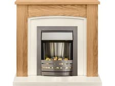 Image of Adam Chilton Fireplace Suite Oak + Helios Electric Fire Brushed Steel, 39"