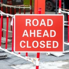 Image of Road Closed Sign Caution Sign Safety Sign Security Warning Notice Sign