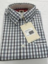 Image of Pretty Green Men's Classic Fit Check Shirt, 100% Cotton, White,  Size M