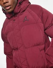 Image of Nike Air Jordan Zip Hooded Puffer Jacket Coat - Cherrywood Red [DQ7348-680]