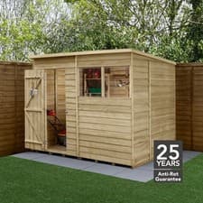 Image of Forest 4Life 8x6 Pent Shed Single Door 2 Window Wooden Garden Storage Free Del
