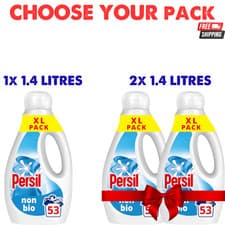 Image of Persil Non Bio Laundry Liquid Detergent 1.43L (53 Washes) Stain Removal UK NEW
