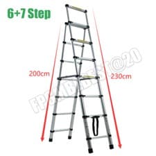 Image of A-frame Folding Step Telescopic Ladder 4+5/5+6/6+7 Steps Multi-Purpose Aluminium