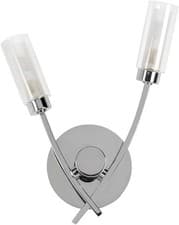 Image of MiniSun Modern 2 Way Silver Chrome Arm Wall Light w/ Frosted Glass Shades