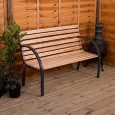 Image of SALE Slatted Garden Bench 3 Seater Wood Outdoor Patio Park Seating Furniture