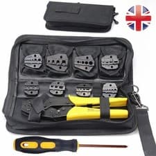 Image of Steel Ratchet Crimper Pliers Crimping Tool Cable Wire Electrical Terminals Kit
