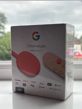 Image of SEALED Google Chromecast 4th Generation 4k TV Streamer - Coral Pink - New