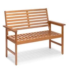 Image of Wooden Garden Bench 2 Seater, Acacia Wood Outdoor Bench, Vonhaus