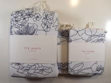 Image of TED BAKER LINEAR FLORAL BEDDING DUVET COVER PILLOWCASES SET - BLUE - DOUBLE SIZE