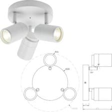 Image of Knightsbridge GU10 IP44 Bathroom Adjustable Wall Ceiling Spot Light 1 3 Way Lamp