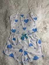 Image of Blue Heart Print Pyjama Set Adorable 2-piece lounge set