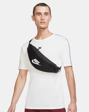Image of Nike Heritage Waistpack 3L Belt Fanny Pack Zipper Pockets Black White DB0490-010