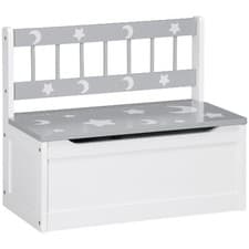 Image of 2 In 1 Kids Storage Bench, Toy Box w/ Safety Rod - Grey