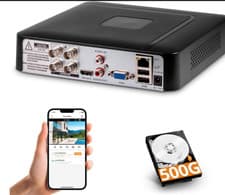 Image of 4 Channel CCTV Surveillance DVR with 500G HDD, 4 Ch 5MP H.265+ DVR Video NEW