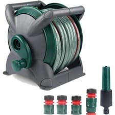 Image of Dekton 20m Compact Outdoor Watering Garden Hose Reel Cart With Spray Nozzle Kit