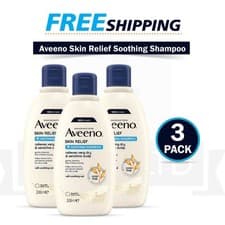 Image of 3 x Aveeno Skin Relief Soothing Shampoo 300ml - Dry Itchy Sensitive Scalp Care