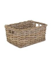 Image of Deep Wicker Rattan Storage Baskets, Small Medium Large - Grey Wash - Rectangular