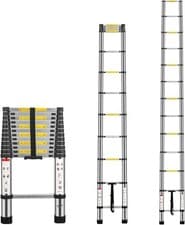 Image of Telescopic Ladder 3.8M 12.5FT Portable Aluminium Extension 13 150kg EN131 Safe