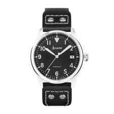 Image of Accurist Aviation 41mm Mens Round Silver Analogue Watch with Black Strap