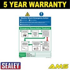 Image of Sealey Worksafe� Electric Shock Emergency Action Safety Sign Rigid Plastic