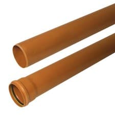 Image of 110mm Underground Drainage Pipe 3m Kayflow Plain & Single Socket End Terracotta