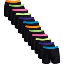 Image of 12 Pairs Mens Boxer Shorts Designer Black Fashion Band Underwear. Cotton Rich