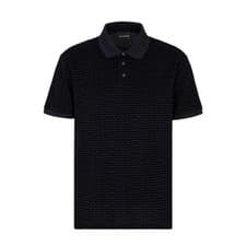 Image of Emporio Armani Flocked AOP Polo Shirt