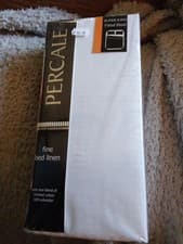 Image of New White Percale Super king Fitted Sheet Fine Bed Linen