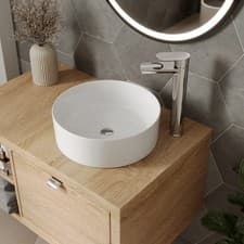 Image of Countertop Basin Sink Ceramic Bathroom Vanity Wash Round Modern 352x352mm