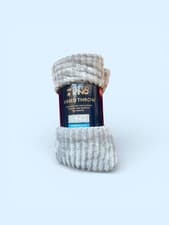 Image of Ribbed Throw Blanket Faux Fur Fleece Cozy King Size 200 x 240 cm RRP £39