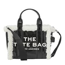 Image of Marc Jacobs The Small Crinkle Teddy Tote - Black w/ White Trim