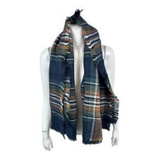 Image of Rachel Hollis Ltd. Women's Regular Plaid Blanket Scarf Navy Plaid One Size
