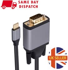 Image of 1.8m USB-C Type-C to VGA Male 1080P@60Hz Cable Lead USB 3.1 Male to 15-pin UK