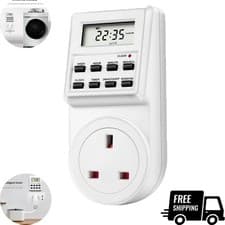 Image of ELECTRONIC 24 HOUR 7 DAY 13A MAINS PLUG IN DIGITAL TIMER TIME SWITCH SOCKET UK