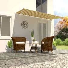 Image of Retractable Awning 400x150 cm Yellow and White vidaXL