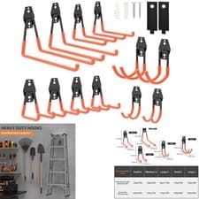 Image of 10/12 Pack Heavy Duty Garage Hooks Utility Steel Storage Hooks, Wall Mount Hooks