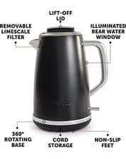 Image of Breville VKT173 Lustra Cordless Jug Kettle 1.7 L, 3kw, Fast Boil in Matt Black