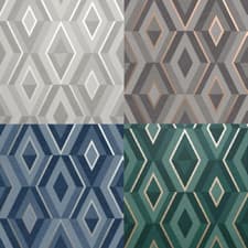 Image of Fine Decor Shard Diamond Geo Metallic Wallpaper  Silver  Rose  Emerald  Blue