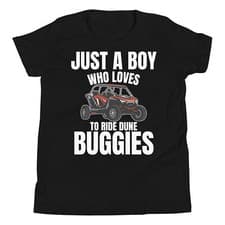 Image of Just A Boy Who Loves to Ride Dune Buggies Beach Car Buggy Youth T-Shirt