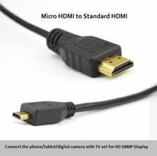 Image of 1m 1.5m 2m 3m HDMI to Micro HDMI 1.4 Male Adapter Convertor 1080p 4K Cable Lead